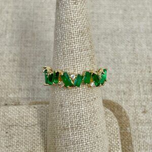 Gold Green Baguette RIng